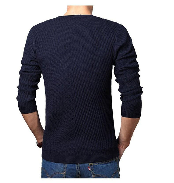 Men's Henley Neck Pullover Cashmere Knitted Christmas Sweater for Winter - SolaceConnect.com