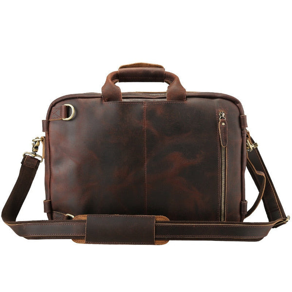 Men's High-capacity Bussiness Solid Pattern Genuine Leather Handbags  -  GeraldBlack.com