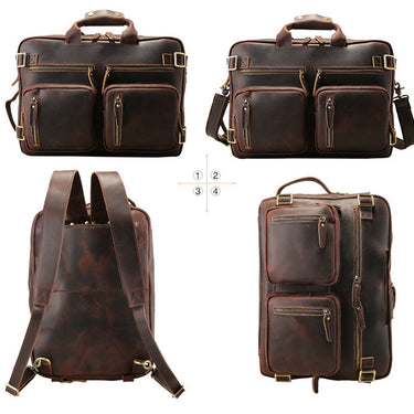 Men's High-capacity Bussiness Solid Pattern Genuine Leather Handbags  -  GeraldBlack.com