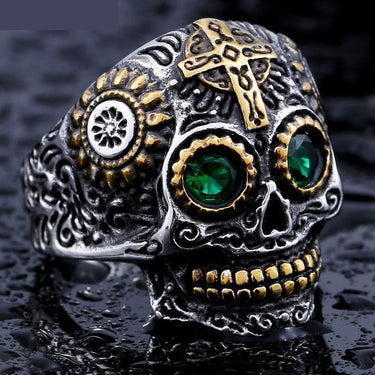 Men's High Quality Cool Gothic Stainless Steel Skull Carving Biker Ring  -  GeraldBlack.com