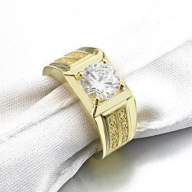 Men's High-Quality Gold and Silver Color Cz Stone Engagement Rings - SolaceConnect.com