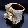 Men's High-Quality Iced Out Luxury 3d Geometric Micro Pave Zircon Rings - SolaceConnect.com