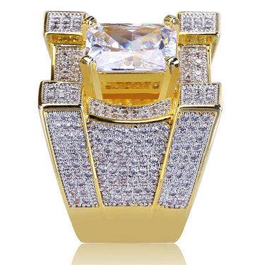 Men's High-Quality Iced Out Luxury 3d Geometric Micro Pave Zircon Rings - SolaceConnect.com