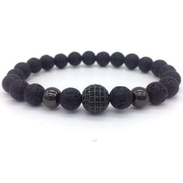 Men's High Quality Natural Stone Beads Black CZ Ball Charm Bracelets  -  GeraldBlack.com