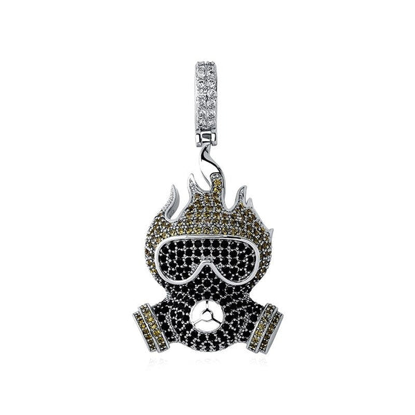 Men's Hip Hop 3A+ CZ Stone Paved Bling Iced Out Diving Mask Pendants Necklaces Rapper Jewelry Gold Silver Color Gift  -  GeraldBlack.com
