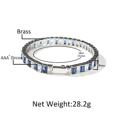 Men's Hip Hop 8mm Square CZ Stone Paved Bling Iced Out Tennis Link Chain Bracelets Rapper Jewelry Gold Silver Color Gift  -  GeraldBlack.com