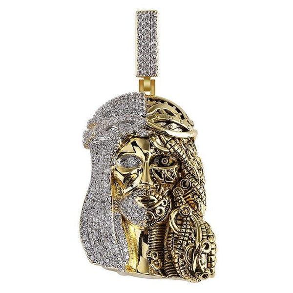Men's Hip Hop Iced Out Zirconia Jesus Ghost Pendant Religious Jewelry - SolaceConnect.com