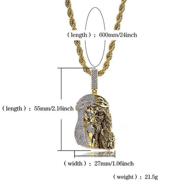 Men's Hip Hop Iced Out Zirconia Jesus Ghost Pendant Religious Jewelry - SolaceConnect.com