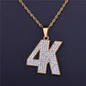 Men's Hip Hop Rock 4K Letters Charm Bling Gold Rhinestone Crystal Pendant - SolaceConnect.com