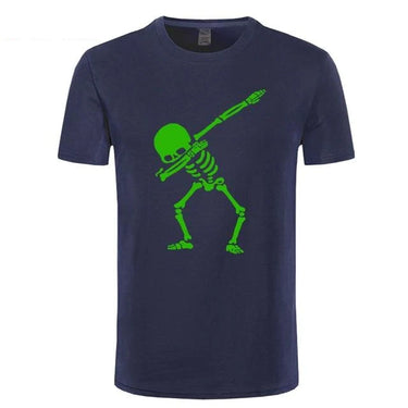 Men's Hip Hop Skeleton Dabbing Black Skull Punk T-Shirt with O-Neck - SolaceConnect.com
