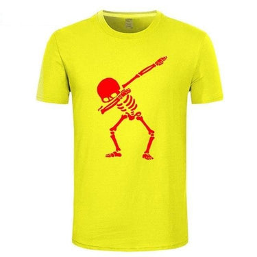 Men's Hip Hop Skeleton Dabbing Black Skull Punk T-Shirt with O-Neck - SolaceConnect.com
