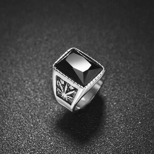 Men's Hiphop Stainless Steel Red Black Stone Ring Rock Fashion Jewelry - SolaceConnect.com