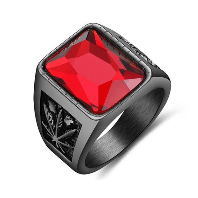 Men's Hiphop Stainless Steel Red Black Stone Ring Rock Fashion Jewelry  -  GeraldBlack.com