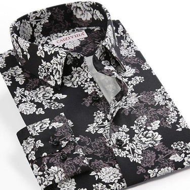Men's Holiday Casual Fashion Allover Print Pocket Less Long Sleeve Shirt - SolaceConnect.com