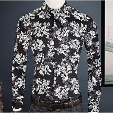 Men's Holiday Casual Fashion Allover Print Pocket Less Long Sleeve Shirt  -  GeraldBlack.com