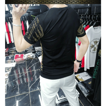 Men's Hot Drill Sequin Breathable Personalized T-shirt Social Club Outfit  -  GeraldBlack.com