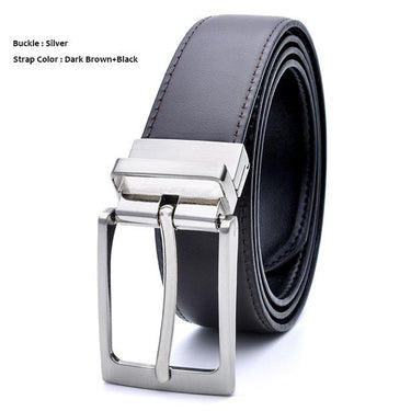 Men's Hot Fashion Handmade Formal Cowhide Leather Reversible Buckle Belts - SolaceConnect.com