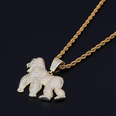 Men's Iced Out Animal Gorilla 3 Colors Zircon Pendant Necklace with Chain  -  GeraldBlack.com