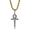 Men's Iced Out Egyptian Ankh Key Zircon Pendant Necklace With Gold Chain  -  GeraldBlack.com