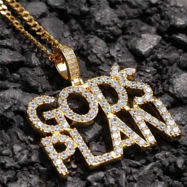 Men's Iced Out Letters Zircon Charms Pendant God's Plan Fashion Necklace - SolaceConnect.com