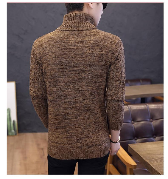 Men's Knitted Slim High Neck Pullover Turtleneck Sweater for Winter - SolaceConnect.com