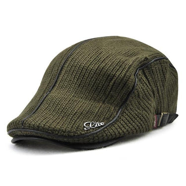 Men's Knitted Wool Cotton Winter Warm Duckbill Visor Flat Caps Hats - SolaceConnect.com