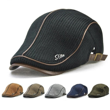 Men's Knitted Wool Cotton Winter Warm Duckbill Visor Flat Caps Hats  -  GeraldBlack.com