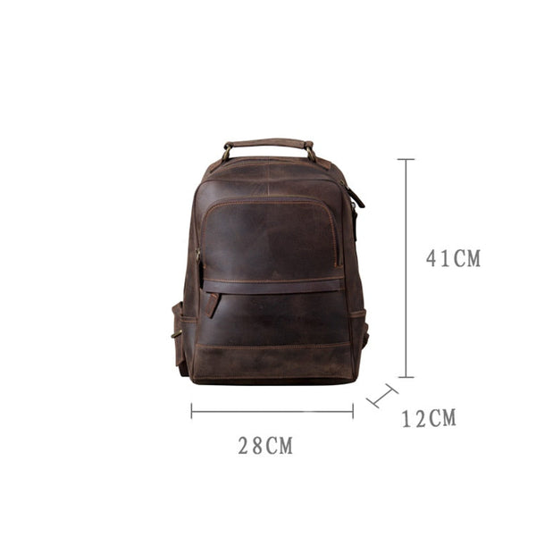 Men's Large Capacity Handmade Crazy Horse Genuine Leather Backpack  -  GeraldBlack.com