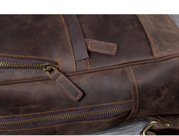 Men's Large Capacity Handmade Crazy Horse Genuine Leather Backpack  -  GeraldBlack.com