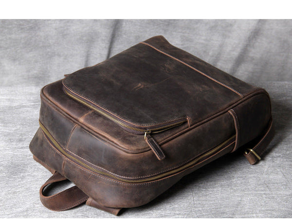 Men's Large Capacity Vintage Cowhide Leather Computer Backpacks  -  GeraldBlack.com