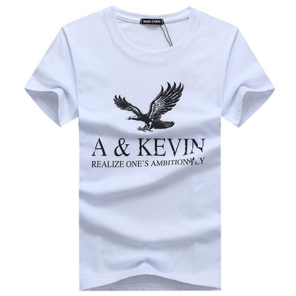 Men's Large Size Pure Cotton Eagle Printed Slim Fit Fashion T-Shirt - SolaceConnect.com