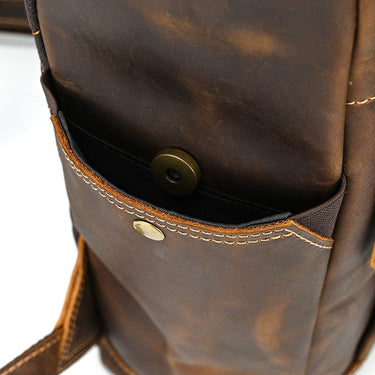 Men's Large Vintage Cowhide Genuine Leather 16-inch Computer Backpack  -  GeraldBlack.com