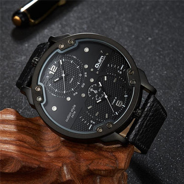Men's Leather Adjustable Multiple Time Zone Sports Quartz Watch - SolaceConnect.com