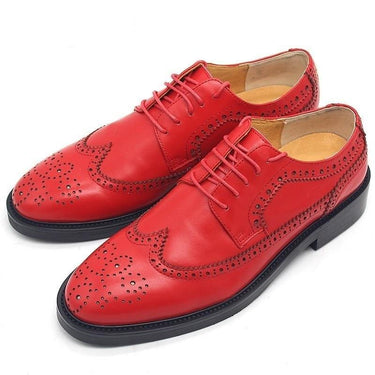 Men's Leather Carved Wingtip Red Embroidered Shoes for Wedding  -  GeraldBlack.com