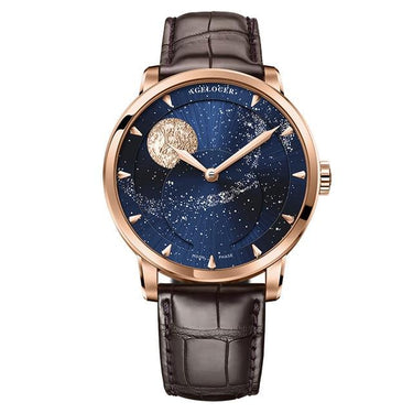 Men's Leather Real Moon Phase Sapphire Automatic Mechanical Wristwatch - SolaceConnect.com