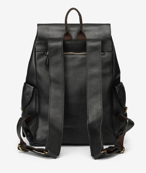 Men's Leather Retro Fashion School Casual Large Capacity Backpack  -  GeraldBlack.com