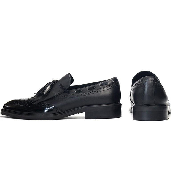 Men's Leather Slip On Tassels Wing Tip Vintage Shoes for Business - SolaceConnect.com