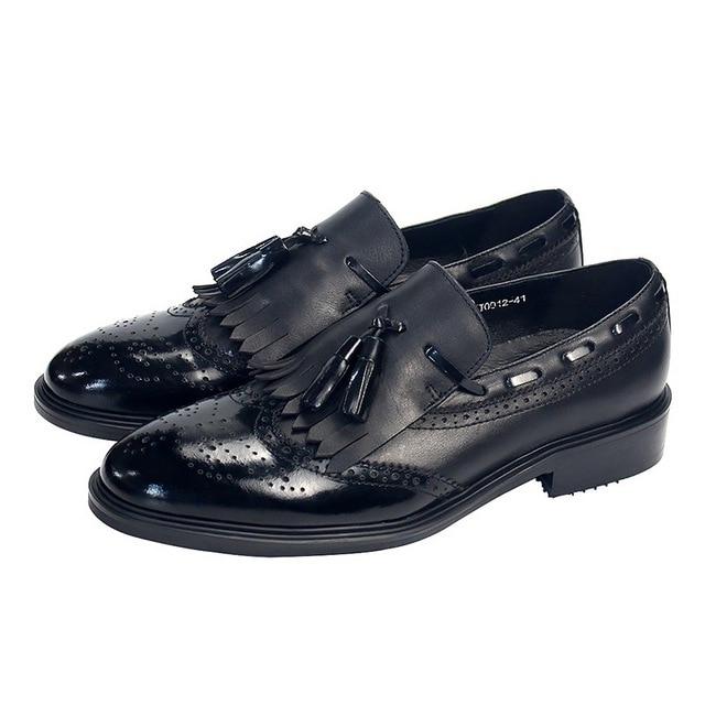 Men's Leather Slip On Tassels Wing Tip Vintage Shoes for Business  -  GeraldBlack.com