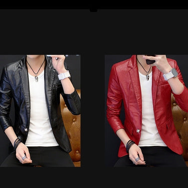 Men's Leather Suit Personality Trend Handsome British Cultivate Blazer  -  GeraldBlack.com