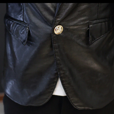 Men's Leather Suit Personality Trend Handsome British Cultivate Blazer  -  GeraldBlack.com