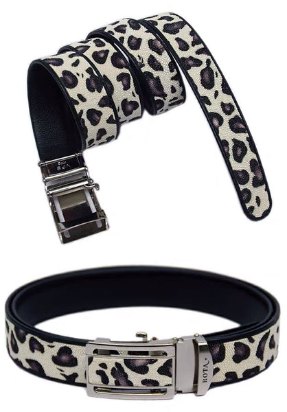 Men's Leopard Printed Designer Authentic Real Stingray Skin Waist Belt  -  GeraldBlack.com