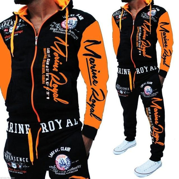 Men's Letter Printed 2 Piece Tops and Pants Sweat Suits Set - SolaceConnect.com