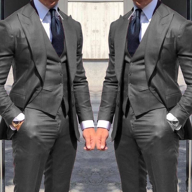Men's Light Gray Formal Skinny Tuxedo Wedding Blazers Vest Pants  -  GeraldBlack.com