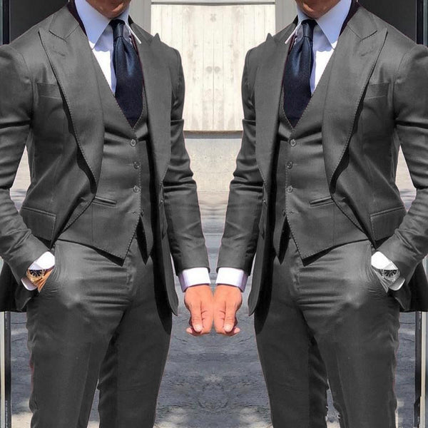 Men's Light Gray Formal Skinny Tuxedo Wedding Blazers Vest Pants  -  GeraldBlack.com