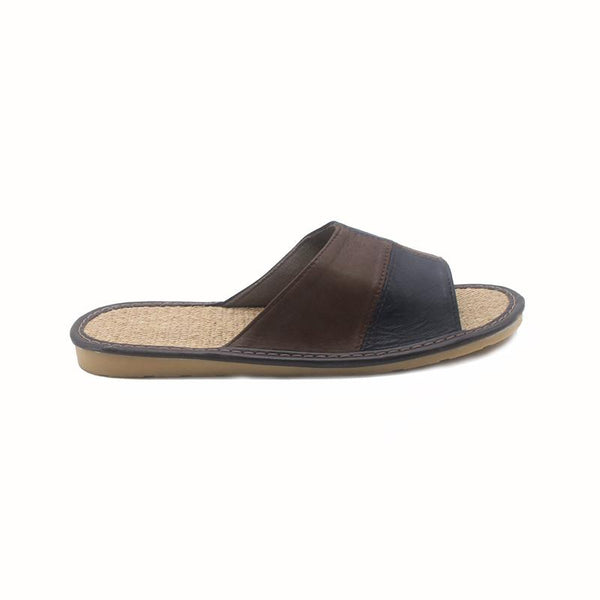 Men's Linen Sheepskin Leather Home Slippers for Indoor and Bedroom Use - SolaceConnect.com
