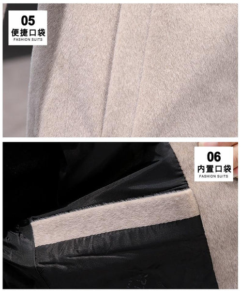 Men's Long Slim Woolen British Style Thick Windbreaker for Autumn and Winter - SolaceConnect.com