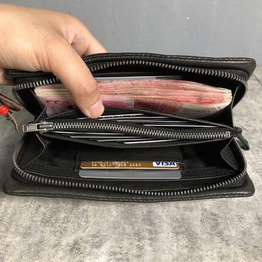 Men's Long Zipper Tide Pattern Mobile Phone Clutch Bag Men Card Holder Wallets  -  GeraldBlack.com