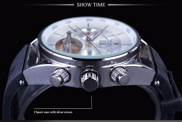 Men's Luxury Automatic Sports Calendar Luminous Rubber Silicone Band Watch - SolaceConnect.com