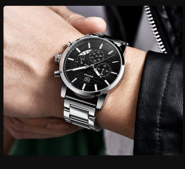 Men's Luxury Business Waterproof Chronograph Quartz Sports Watches - SolaceConnect.com