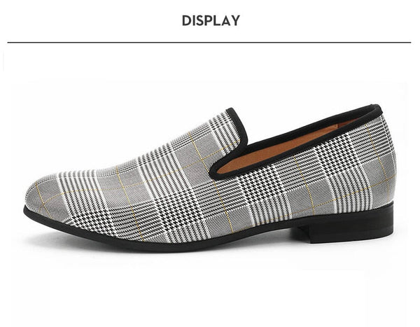 Men's Luxury Chequered Leather Handmade Fashion Loafers Shoes  -  GeraldBlack.com